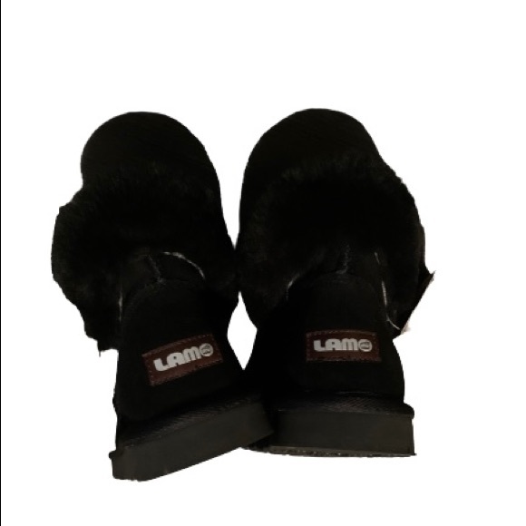 LAMO FOOTWEAR Black Suede Lambs Wool Booties Sz US 6 BNWT NO BOX - Picture 4 of 11